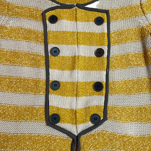 LOFT Mustard Yellow and Cream Striped Military Style Cardigan Women’s Size Small - Picture 5 of 8